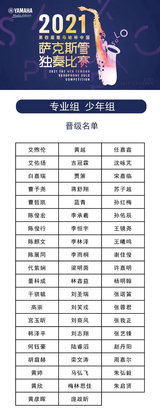 第四届“海洋之神杯”（中国）萨克斯管独奏比赛——决赛名单公布，决赛报名通道开启！